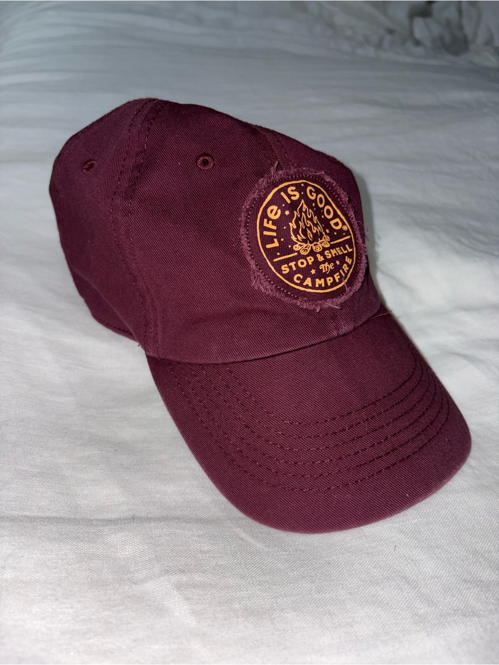 Life Is Good Maroon Cotton Baseball Cap with 'Today Is A Good Day' Patch
